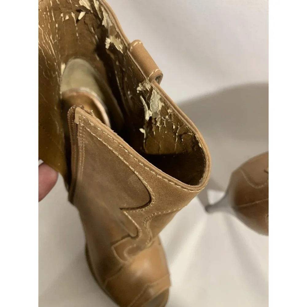 BCB Generation Womens 7.5 Brown‎ Leather Peep Toe stiletto western wartol